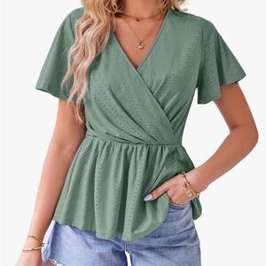 Elegant Green Wrap Top for Women